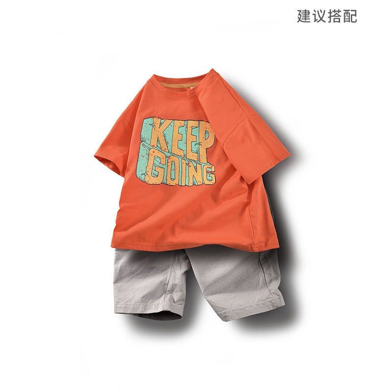 Children'S Clothing 2024 Boys' Short-Sleeved Cartoon Cotton Neutral Loose Casual Round Neck Middle And Big Children'S Cotton T - Image 4