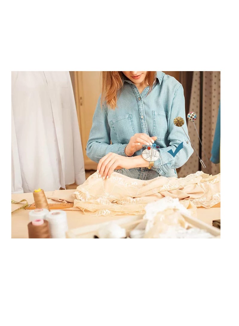 دبابيس حجاب مزينة بالكريستال الملون مع أغطية أمان - 30 قطعة دبابيس بروش وشالات للزفاف والشالات والسترات - Image 2