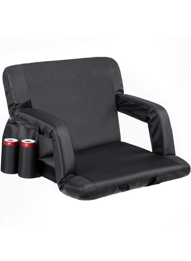 BlueFire Extra Wide 25" Portable Stadium Seat with Back Support – Padded Bleacher Chair, Waterproof & Reclining, Lightweight for Sports, Camping, Concerts, Picnics, Outdoor Events, with Cup Holder & Storage Pocket - Image 1