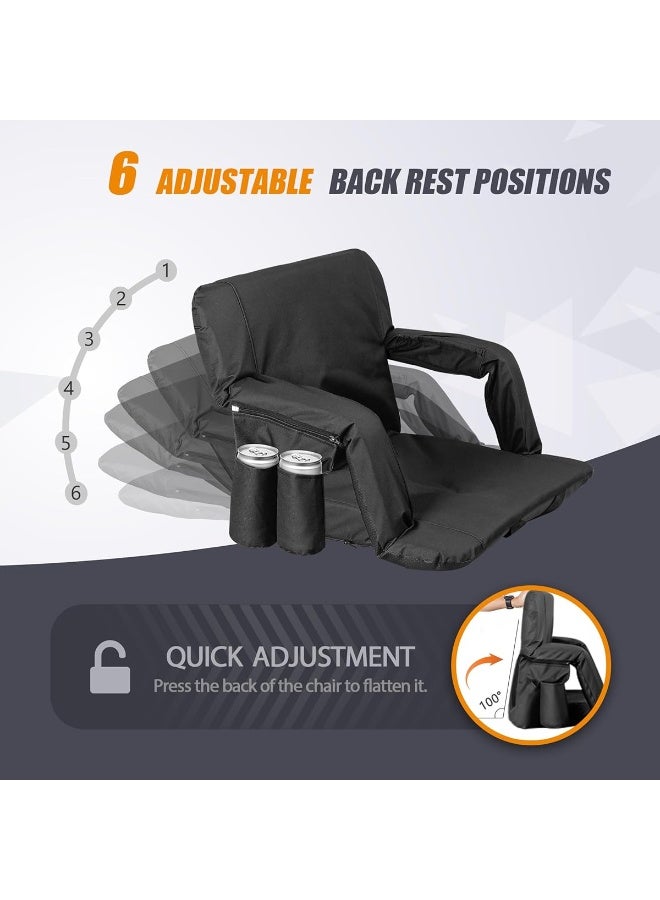 BlueFire Extra Wide 25" Portable Stadium Seat with Back Support – Padded Bleacher Chair, Waterproof & Reclining, Lightweight for Sports, Camping, Concerts, Picnics, Outdoor Events, with Cup Holder & Storage Pocket - Image 5