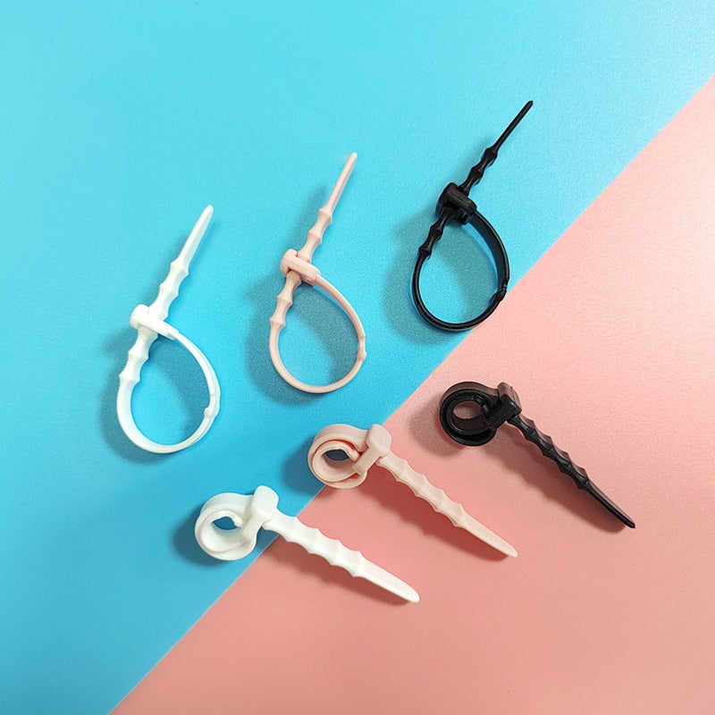 20 Pieces Of Silicone Cable Tie Organizer Wire Winder Earphone Data Cable Storage Cable Tie Strap Suit [Five-Color Fishbone] - Image 5