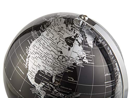 ANNOVA Metallic World Globe Black – Educational/Geographic/Modern Desktop Decoration - Stainless Steel Arc and Base/Earth World - Metallic Black - for School, Home, and Office (10-Inch) - Image 3
