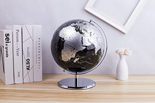 ANNOVA Metallic World Globe Black – Educational/Geographic/Modern Desktop Decoration - Stainless Steel Arc and Base/Earth World - Metallic Black - for School, Home, and Office (10-Inch) - Image 5