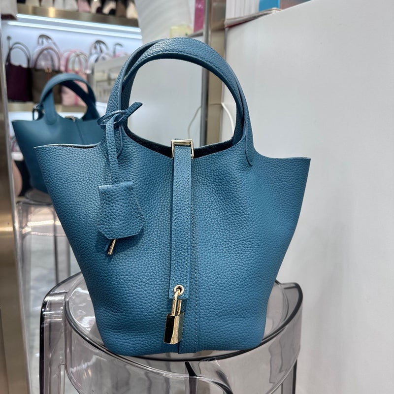 22-Size Gold Buckle Vegetable Basket Bag, Large High-End Large-Capacity Satchel Bucket Bag, First-Layer Cowhide Handbag For Women - Image 4