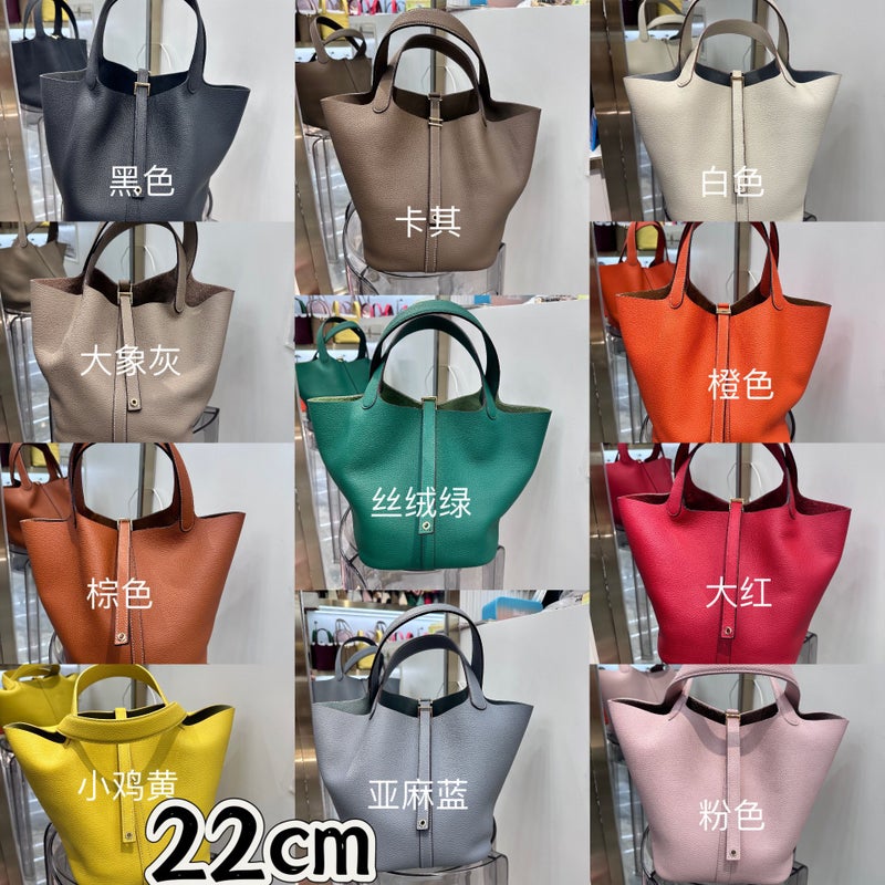 22-Size Gold Buckle Vegetable Basket Bag, Large High-End Large-Capacity Satchel Bucket Bag, First-Layer Cowhide Handbag For Women - Image 3