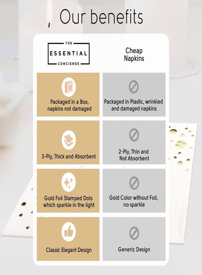The Essential Concierge Essential Concierge Stylish Gold-Rimmed Plastic Cups, 9 oz - 100 Disposable with Gold Napkins - Image 2