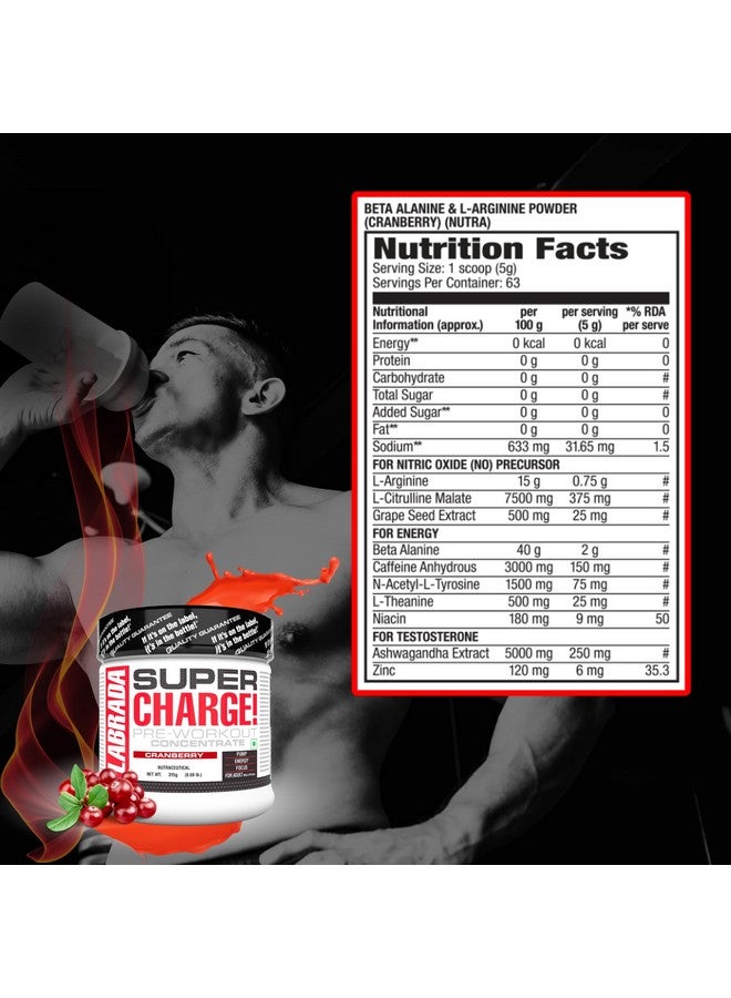 لابرادا سوبر تشارج قبل التمرين 315 جرام، التوت البري (63 وجبة | 0.75 إل-أرجينين | 375 مجم إل-سيترولين مالات | 2 جرام بيتا ألانين | 150 مجم كافيين لا مائي | 250 مجم مستخلص أشواغاندا) - Image 4