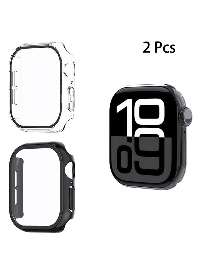 2 Pcs Case  for Apple Watch Series 11 46mm with Tempered Glass Screen Protector, Anti-Drop, Anti-Scratch, Slim Thin Hard PC Full-Body Protective Case,Shockproof & Non-Slip Watch Cover - Image 1