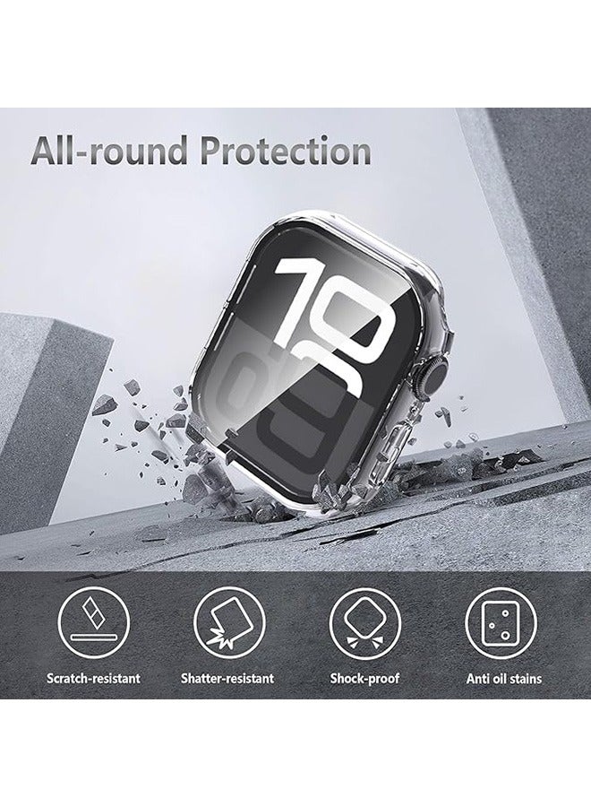 2 Pcs Case  for Apple Watch Series 11 46mm with Tempered Glass Screen Protector, Anti-Drop, Anti-Scratch, Slim Thin Hard PC Full-Body Protective Case,Shockproof & Non-Slip Watch Cover - Image 2