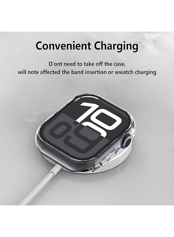 2 Pcs Case  for Apple Watch Series 11 46mm with Tempered Glass Screen Protector, Anti-Drop, Anti-Scratch, Slim Thin Hard PC Full-Body Protective Case,Shockproof & Non-Slip Watch Cover - Image 5