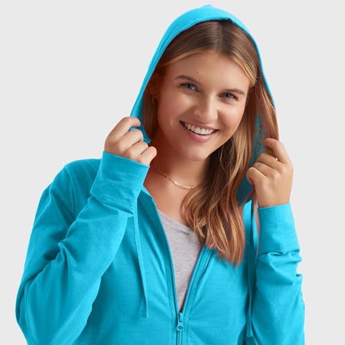 Hanes womens Slub Jersey fashion hoodies, Process Blue, Large US - Image 5