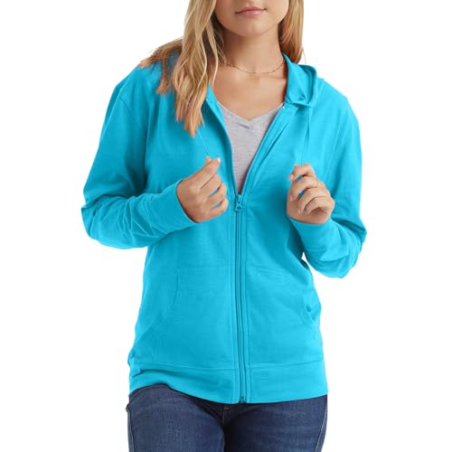 Hanes womens Slub Jersey fashion hoodies, Process Blue, Large US - Image 1