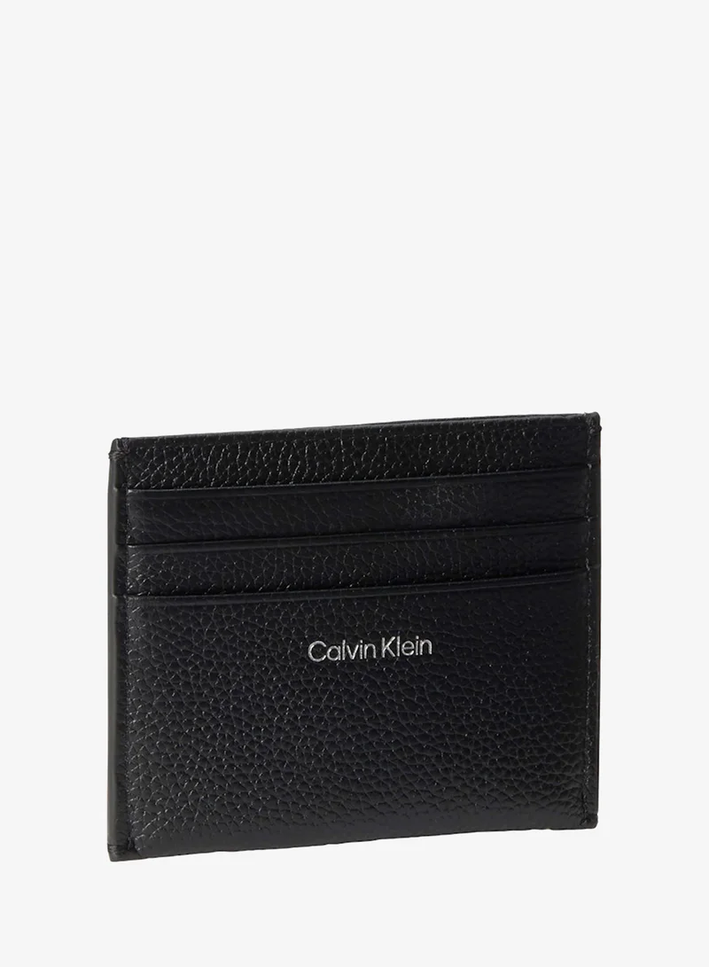 Calvin Klein Black Emblem Pebble Grain Leather Card Holder for Women | Best Price UAE