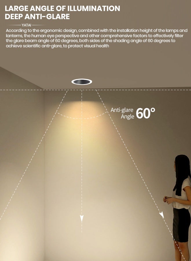 YATAI LIGHTING ضوء سقف LED، مصباح سقف دائري 12 واط، 4500 كلفن أبيض محايد، تحكم بالزر، هيكل أكريليك وألمنيوم، تركيبة سقفية عصرية لغرفة النوم، غرفة الطعام، الممر، 3.34 بوصة، أبيض - Image 3