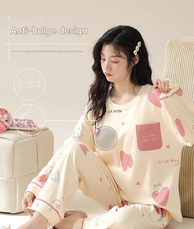 Celary Korean Style Women’s Night Suit|| Cute Printed Pajama Set with Long Sleeve Top & Pants|| Soft Cotton Loungewear - Image 5