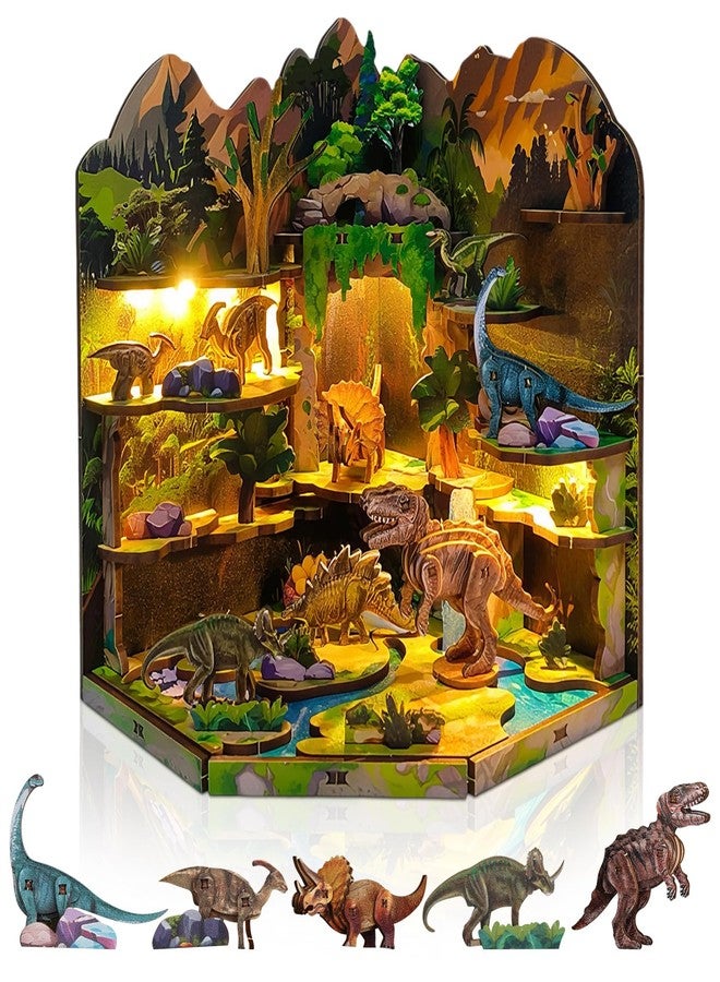 Foyucool DIY Miniature House Kit, Tiny House Kit with LED, Doll House Kits for Adults to Building, Home Decorations, Gifts for Family and Friends, Dinosaur World - Image 1