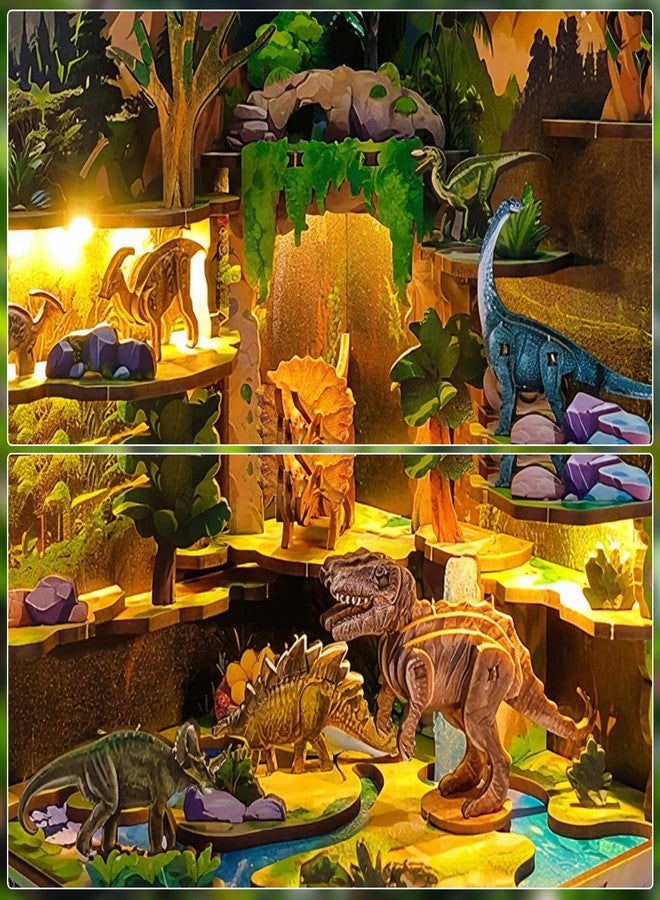 Foyucool DIY Miniature House Kit, Tiny House Kit with LED, Doll House Kits for Adults to Building, Home Decorations, Gifts for Family and Friends, Dinosaur World - Image 4