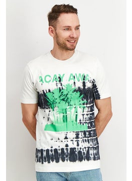 DIESEL Men Crew Neck Short Sleeves Printed T-Shirt, White  - Image 1