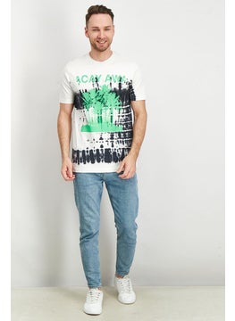 DIESEL Men Crew Neck Short Sleeves Printed T-Shirt, White  - Image 4