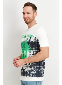 DIESEL Men Crew Neck Short Sleeves Printed T-Shirt, White  - Image 3