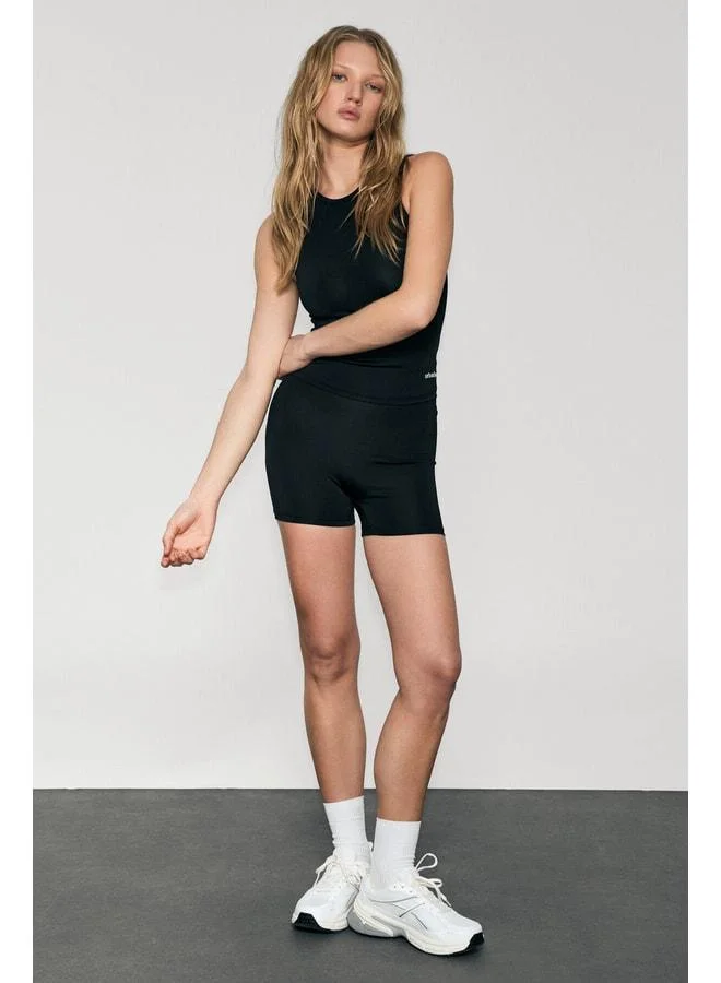 Urban Beat  RUNLES Women's Printed Detailed Slim Fit Sport Short Black Leggings. for Women | Best Price UAE