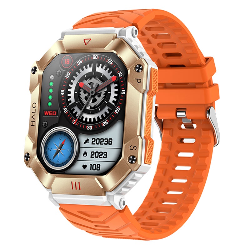 Smart Watch: Orange Liquid Silicone Strap, IP67 Waterproof, 90-Day Long Standby - Multifunctional Health Monitoring Fitness Watch for Men, Android Users, Sports Enthusiasts - Image 1
