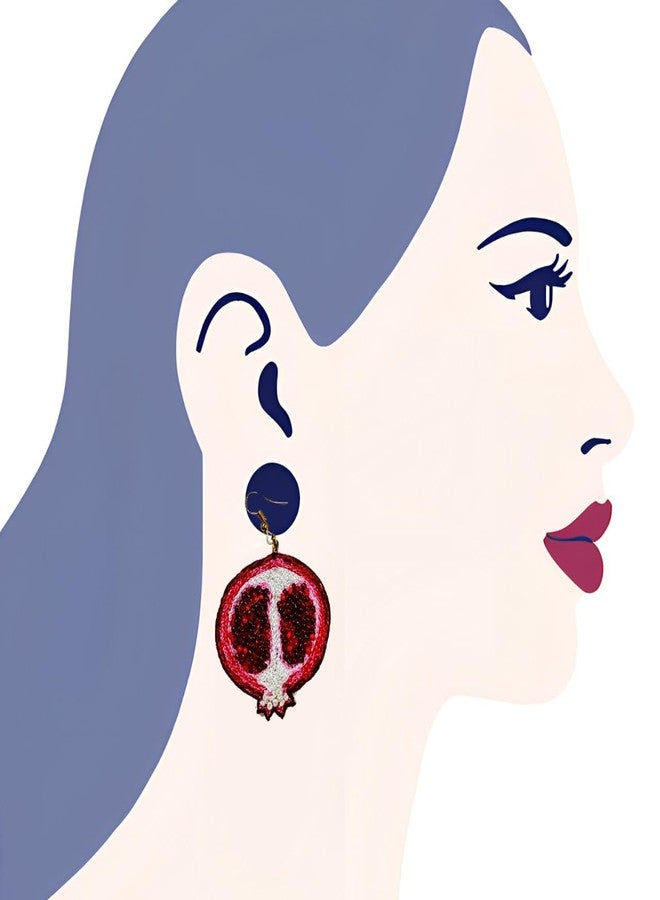 Abeo India Handmade Beaded Pomegranate Dangle Earrings, Red and White, Lightweight Fashion Jewellery for Women - Image 5