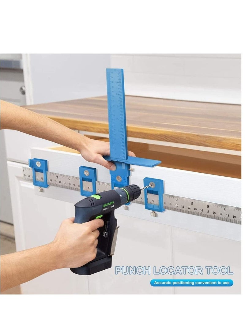 SYOSI Cabinet Hardware Jig Tool Adjustable Punch Locator Drill Template Guide Multifunctional Woodworking Aids Wood Drilling Dowelling Guide For Installation of Handles Knobs on Doors And Drawer - Image 3