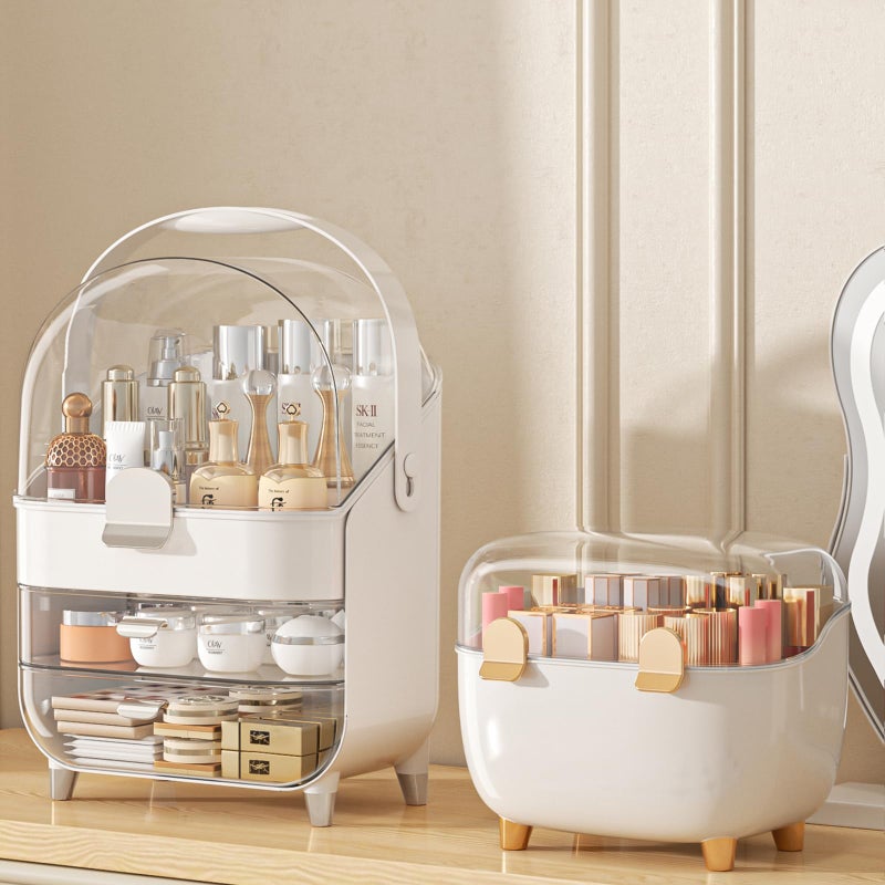 ANYLADY Makeup Organizer  Skincare Holder Bathroom Counter Organizer  Storage Box Cosmetic Display Cases  Teen Girl Gifts Trendy Stuff Make up Organizers for Vanity  Dresser  Countertop (Silver)  - Image 1
