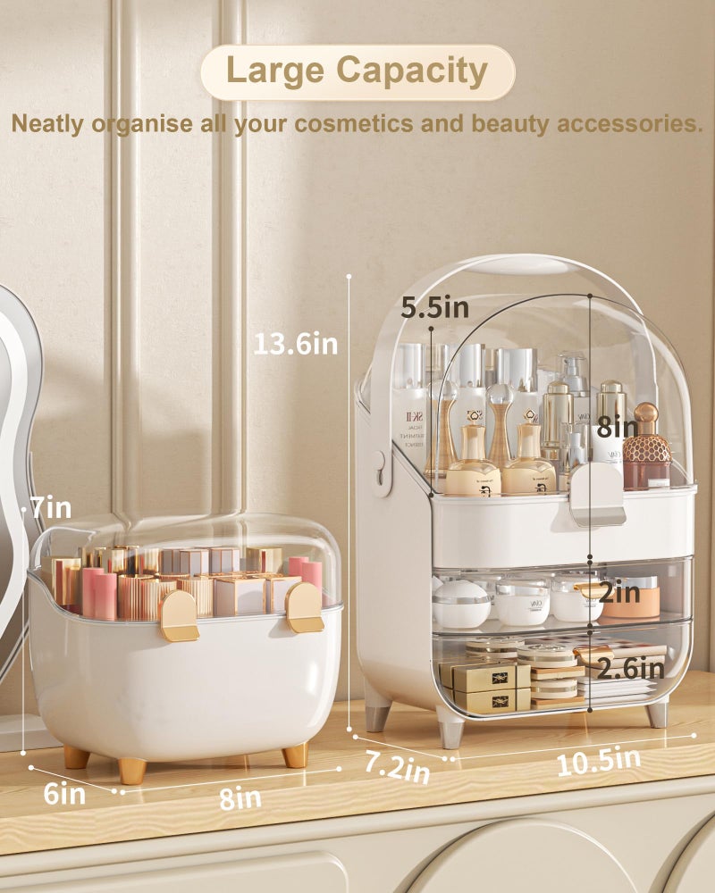 ANYLADY Makeup Organizer  Skincare Holder Bathroom Counter Organizer  Storage Box Cosmetic Display Cases  Teen Girl Gifts Trendy Stuff Make up Organizers for Vanity  Dresser  Countertop (Silver)  - Image 2