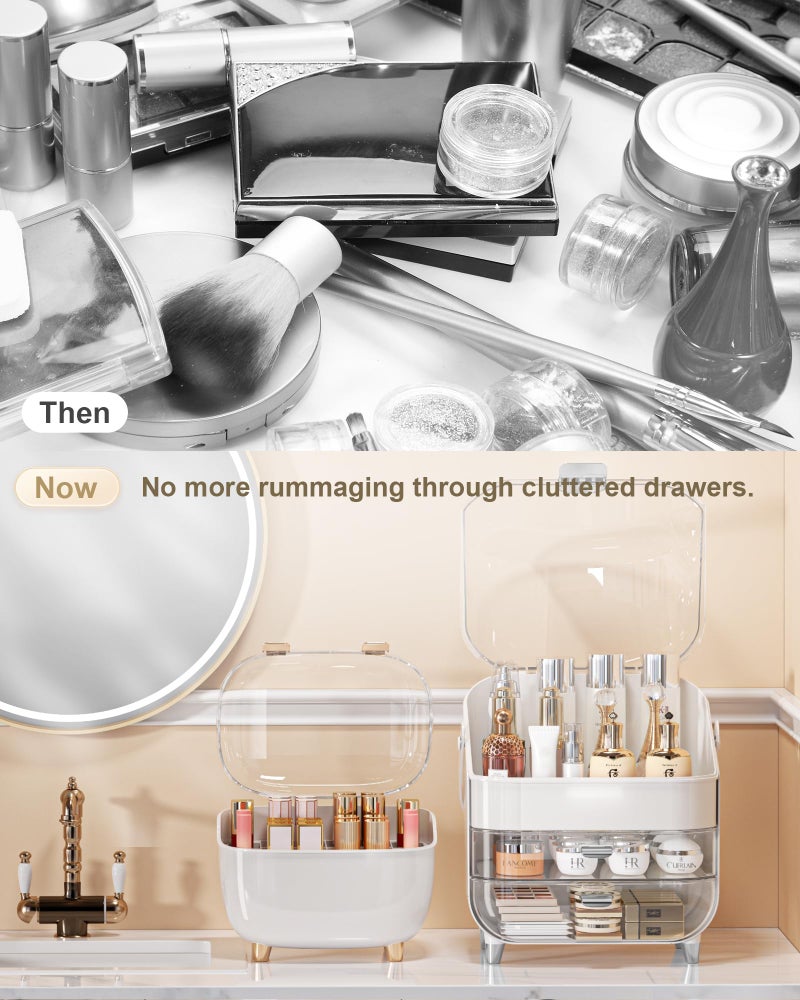 ANYLADY Makeup Organizer  Skincare Holder Bathroom Counter Organizer  Storage Box Cosmetic Display Cases  Teen Girl Gifts Trendy Stuff Make up Organizers for Vanity  Dresser  Countertop (Silver)  - Image 4