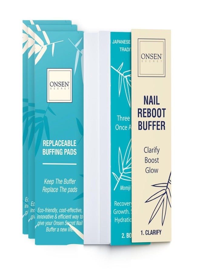 Onsen Secret Nail Buffer Block Replacement Pads - 3 Way Buffing Block Smooth Shine Natural Nail Buffing Pads w/ 3 Sides Coarse, Soft, Silky, Nail Buffer Replacement Pads Only - 12 Combo Pads - 3 Pack - Image 1