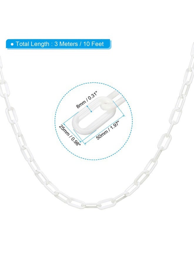 PATIKIL سلسلة حواجز بلاستيكية بقطر 0.3 بوصة وطول 10 أقدام، سلسلة ربط أمان للتحكم في الحشود عند مواقف السيارات ومصاعد السلالم، بيضاء - Image 2
