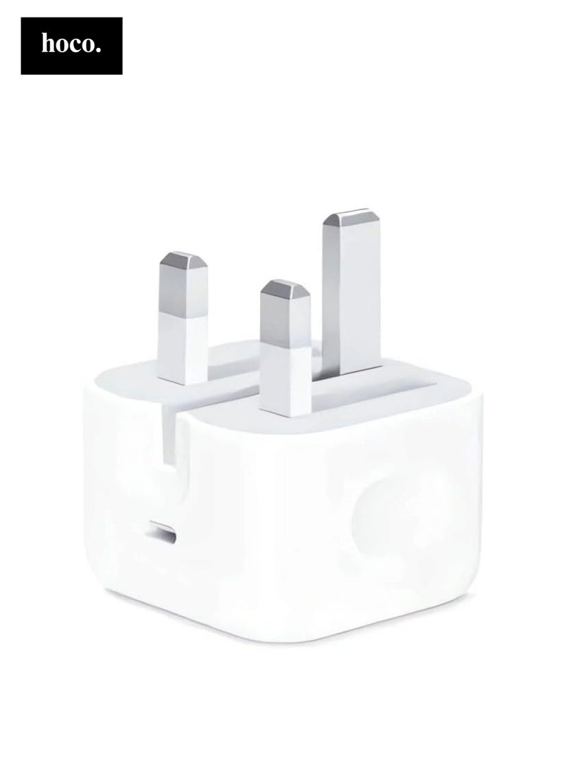 Hoco iPhone 20W Fast Charger | USB C Wall Fast Charger Compatible with iPhone 15/14/14 Pro/14 Pro Max/13/12/SE2020/11/XR/XS Max/X/iPad  - Image 1