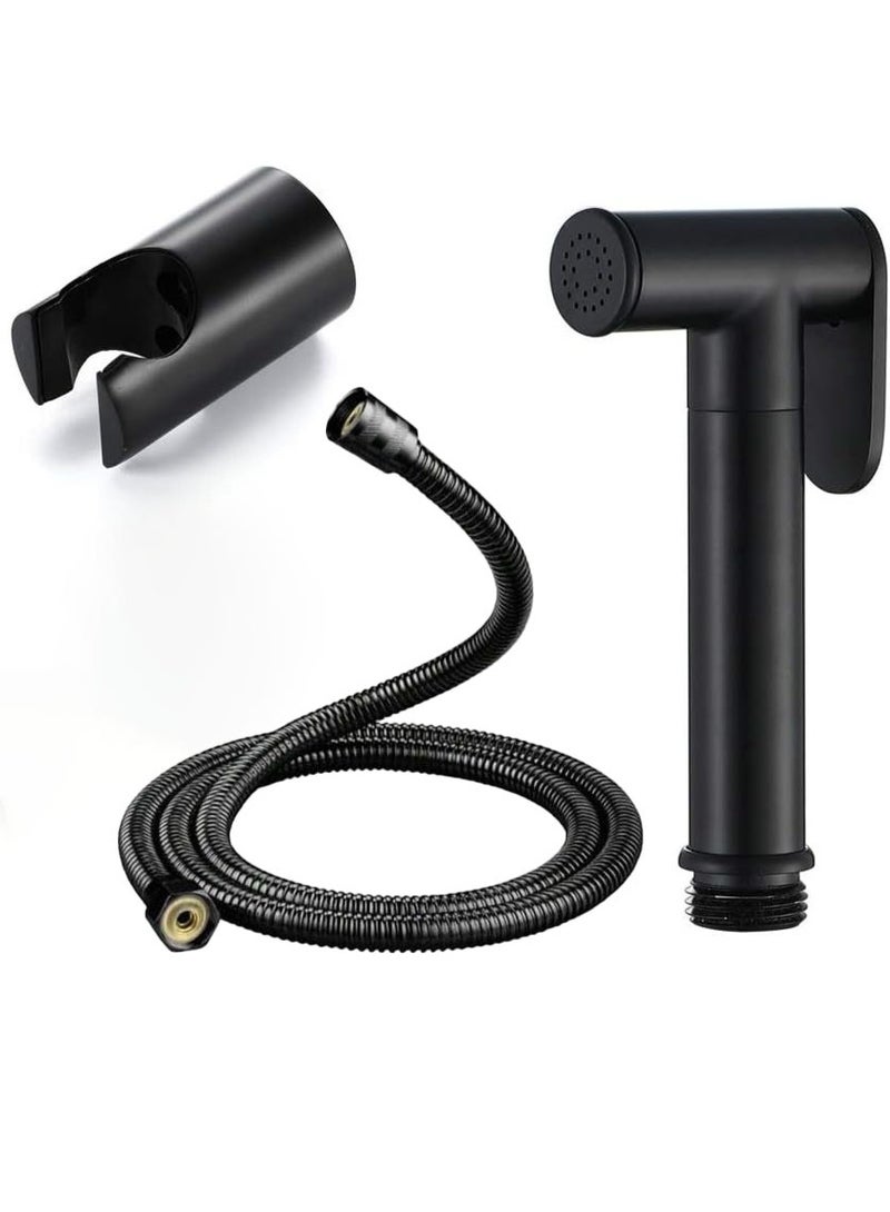 Hand Held Bidet Sprayer Stainless Steel Sprayer Shattaf Toilet Bidet Shower Head with 1.5M Hose and Bracket Holder black - Image 1
