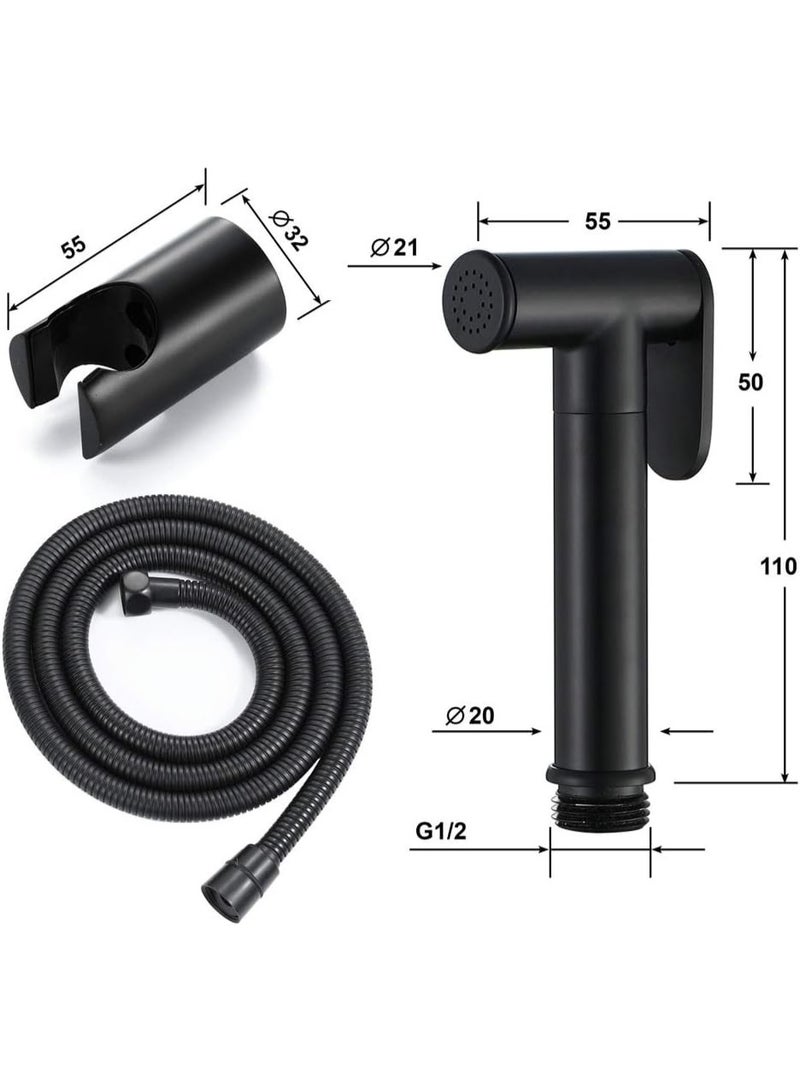 Hand Held Bidet Sprayer Stainless Steel Sprayer Shattaf Toilet Bidet Shower Head with 1.5M Hose and Bracket Holder black - Image 5