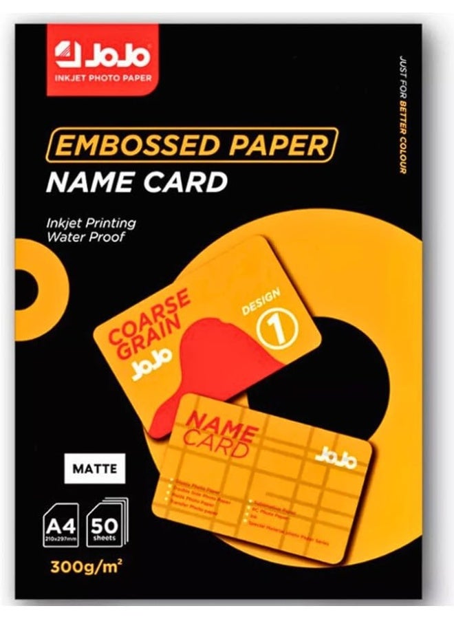 JOJO A4 Waterproof Embossed Business Card Inkjet Photo Paper 300gsm 50 Sheets - Image 1