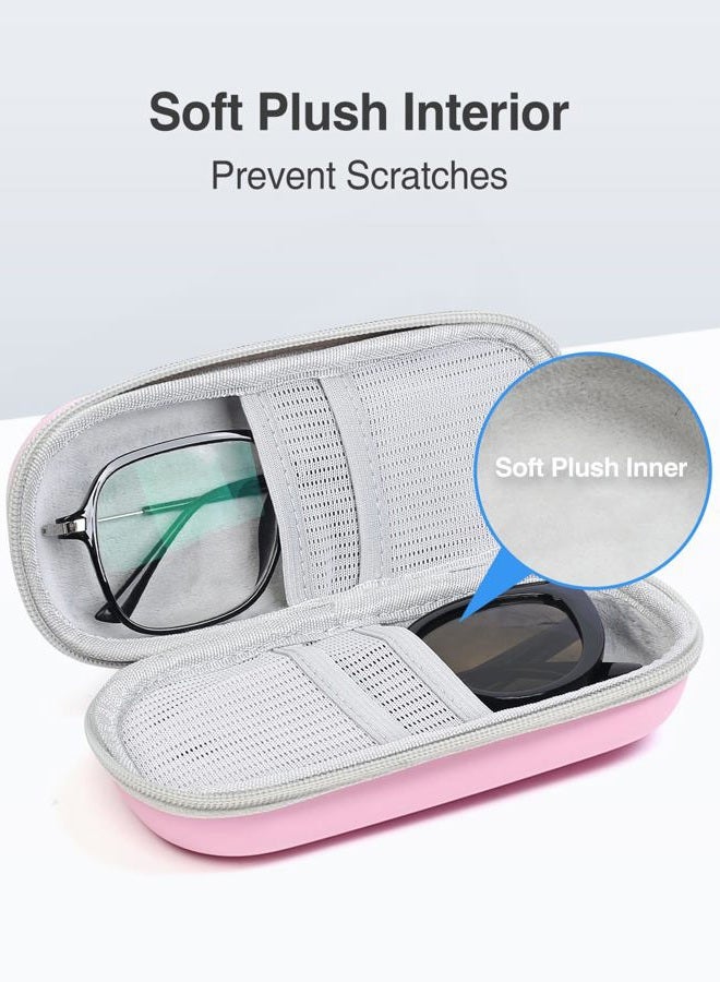 Luxtude Double Glasses Case Hard Shell, Double Eyeglass Case Dual Sunglasses Cases, Travel Sunglasses Organizer for Women Men, Pink, S - Image 3