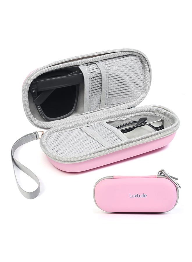 Luxtude Double Glasses Case Hard Shell, Double Eyeglass Case Dual Sunglasses Cases, Travel Sunglasses Organizer for Women Men, Pink, S - Image 1