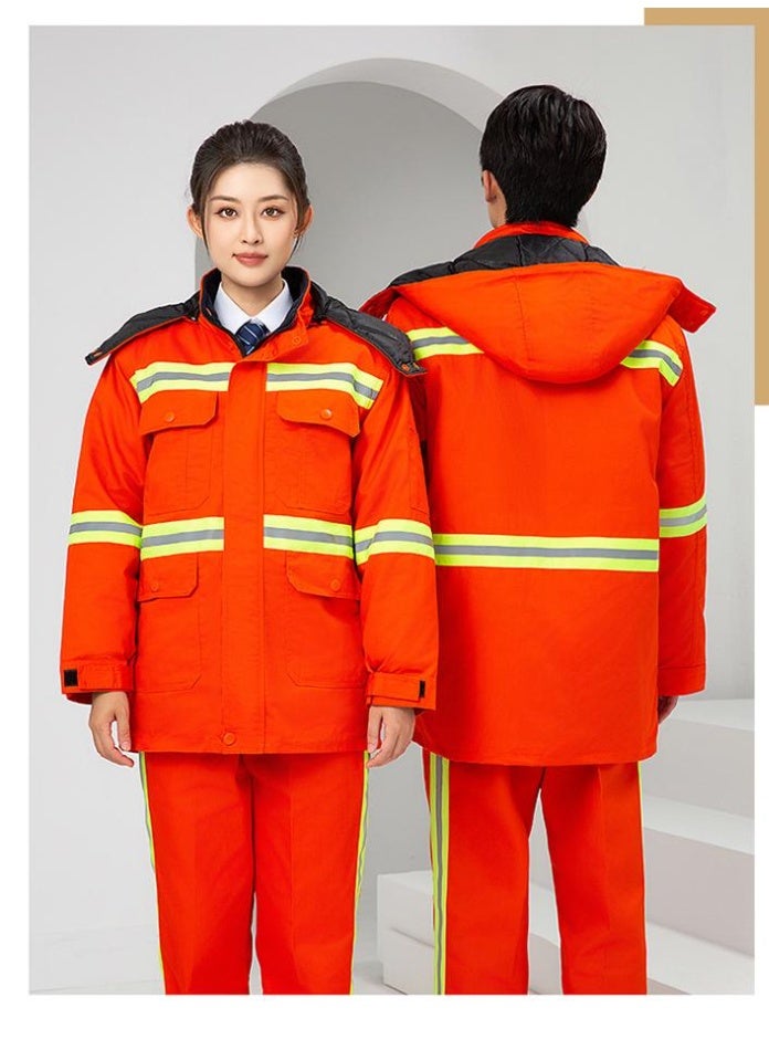 Winter Warm Work Clothing Cold-proof Jumpsuit Cotton-padded Repairman Overalls Work Clothes For  Thicken Outdoor Reflective - Image 1