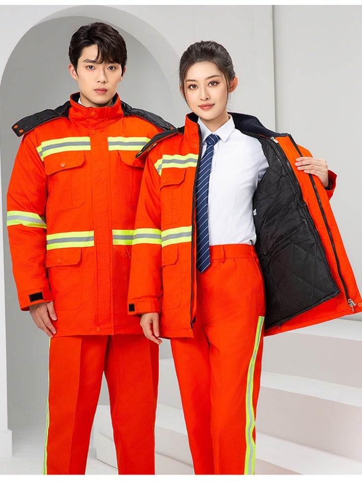 Winter Warm Work Clothing Cold-proof Jumpsuit Cotton-padded Repairman Overalls Work Clothes For  Thicken Outdoor Reflective - Image 2