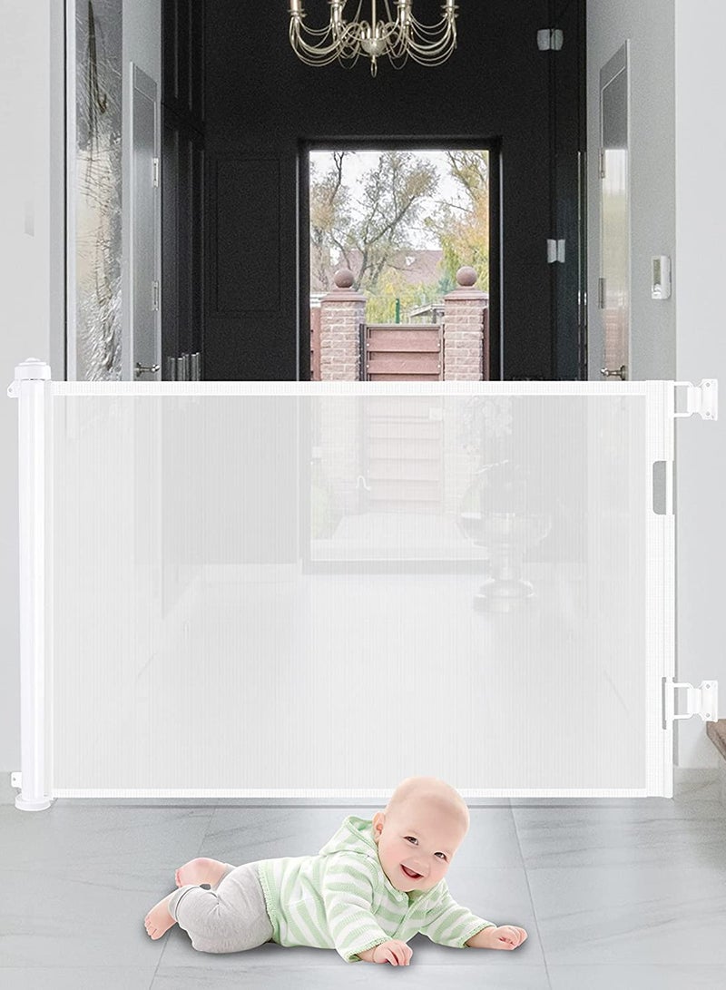 Baby Safe Extra Tall And Wide Outdoor Retractable Mesh Gate - White - Image 2