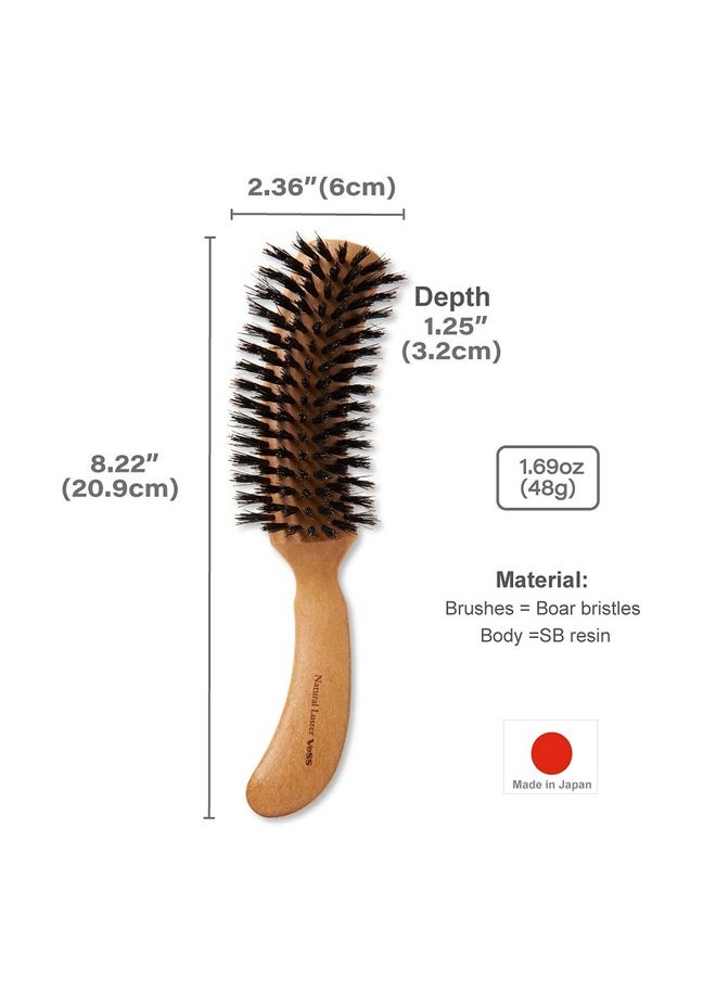 Terra Distribution - Boar Bristle Hair Brush [ Made In Japan ] 100% Natural Bristle Hair Brush For Styling Separating Shaping And Blowdrying For Women And Men (Curved Handle) - Image 1