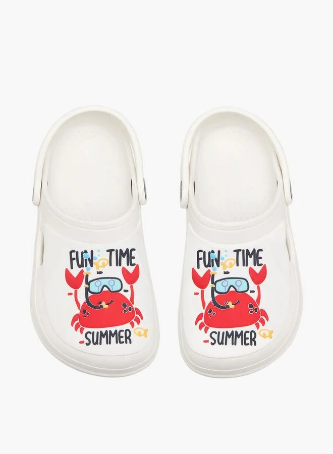 Aqua Kids Crab Print Clogs