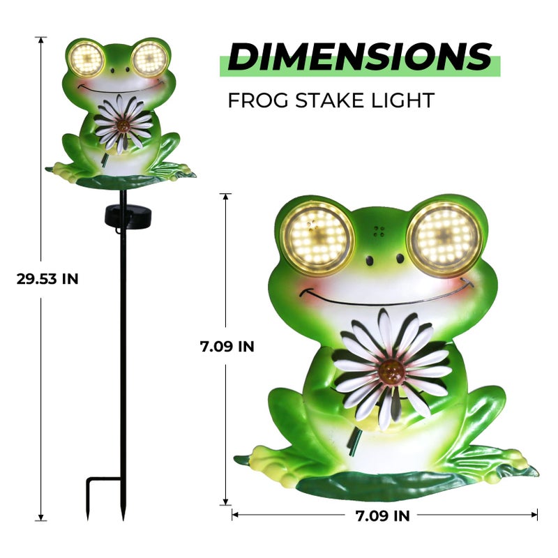 esgarden LEDs Dynamic Eyes Solar Stake Lights for Garden Frog Garden Gifts Metal Warm White Stakes Lights for Lawn Ornaments, Yard Art, Pathway, Patio Decorations Gift for Mom Dad Grandma - Image 3