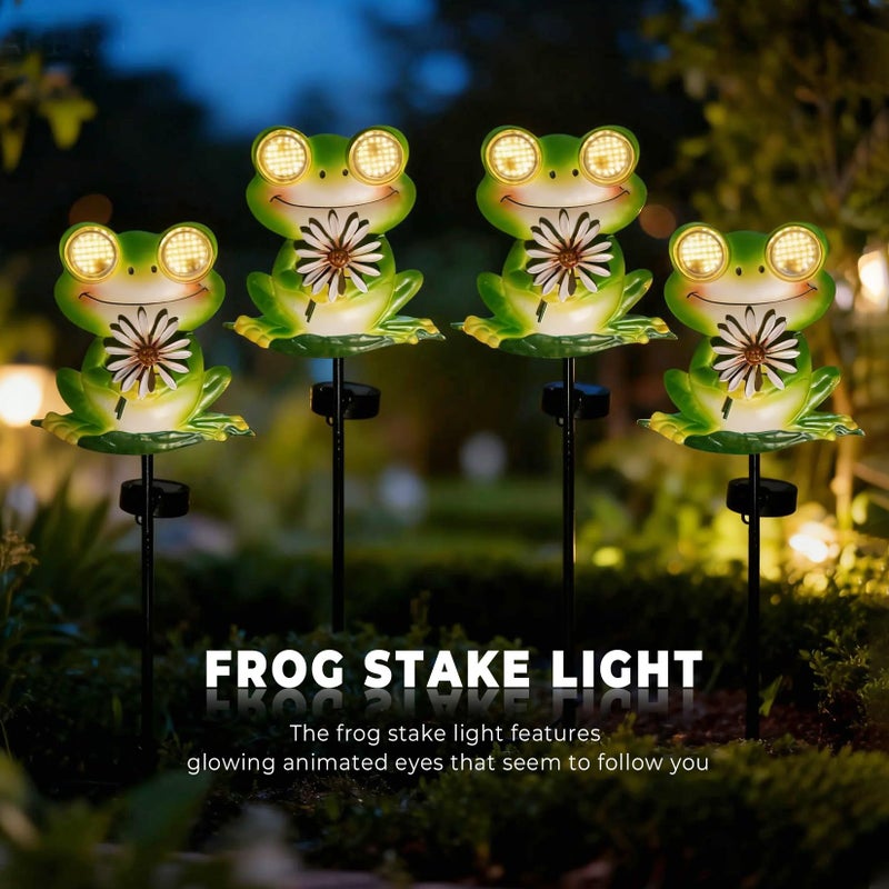 esgarden LEDs Dynamic Eyes Solar Stake Lights for Garden Frog Garden Gifts Metal Warm White Stakes Lights for Lawn Ornaments, Yard Art, Pathway, Patio Decorations Gift for Mom Dad Grandma - Image 5