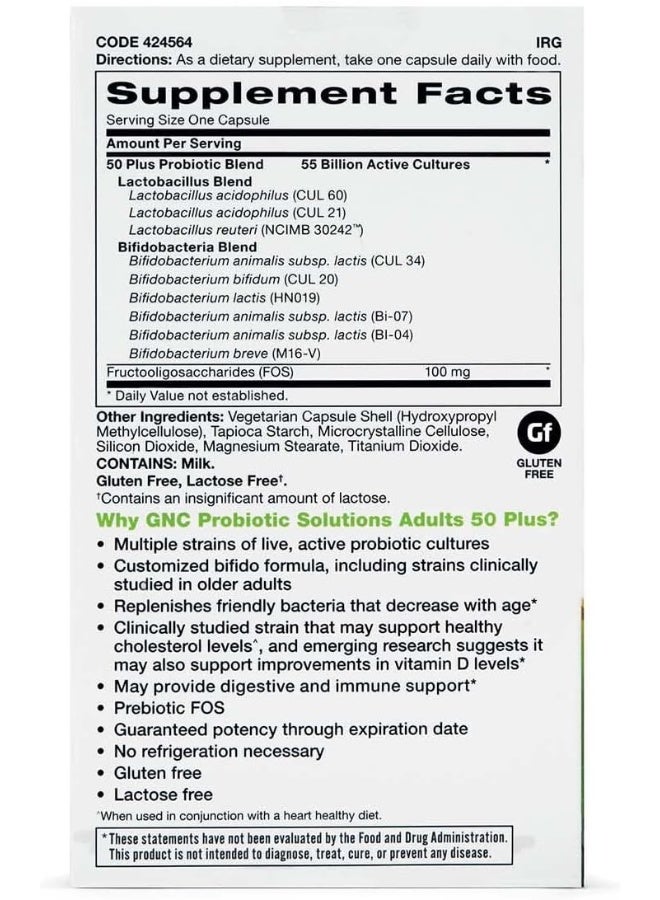 GNC Probiotic Solutions Adults Customized Vegetarian Formula 30 Capsules - Image 2
