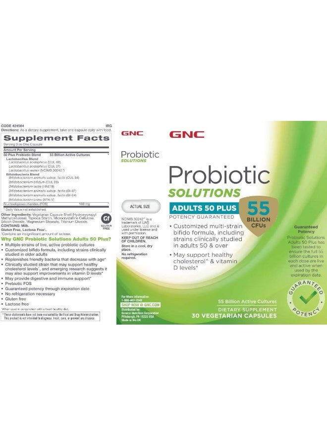 GNC Probiotic Solutions Adults Customized Vegetarian Formula 30 Capsules - Image 3