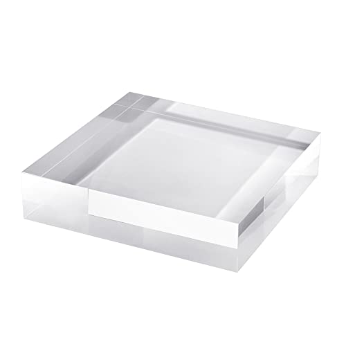 CiaoHER 2in Thickness Solid Acrylic Cube Display Block Clear Polished Pedestal Stand Riser Solid Base 2'' x 10" x 10", 1 Pack - Image 1