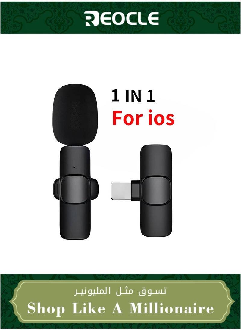 REOCLE Professional Wireless Lavalier Lapel Microphone for iPhone & iPad Cordless Omnidirectional Condenser Recording Mic for Interview & Video & Podcast & Vlog & YouTube  - Image 1
